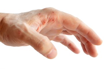 cat bite wound on hand, isolated