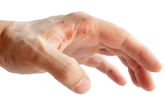 cat bite wound on hand, isolated