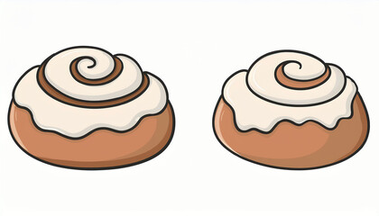 Two Cartoon Cinnamon Rolls