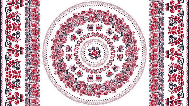 Traditional Hungarian motion graphic repeating loop, abstract 4k design