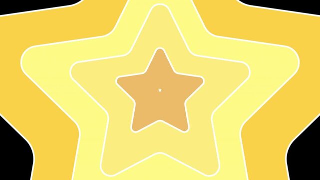Yellow star shape transition motion graphic with alpha channel. Stars echo transition animated on transparent background. Starry, wave, cream, gold, gradient, golden.