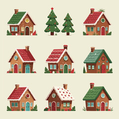 Collection of decorated gingerbread houses