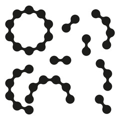 Abstract circle shapes. Connected dot elements. Modern geometric design. Black vector illustration.