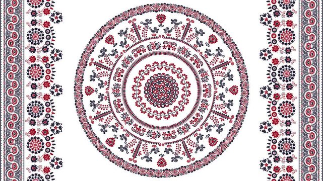 Traditional Hungarian motion graphic repeating loop, abstract 4k design