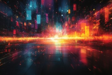 Fototapeta premium Abstract Neon Cityscape with a Futuristic Vibe