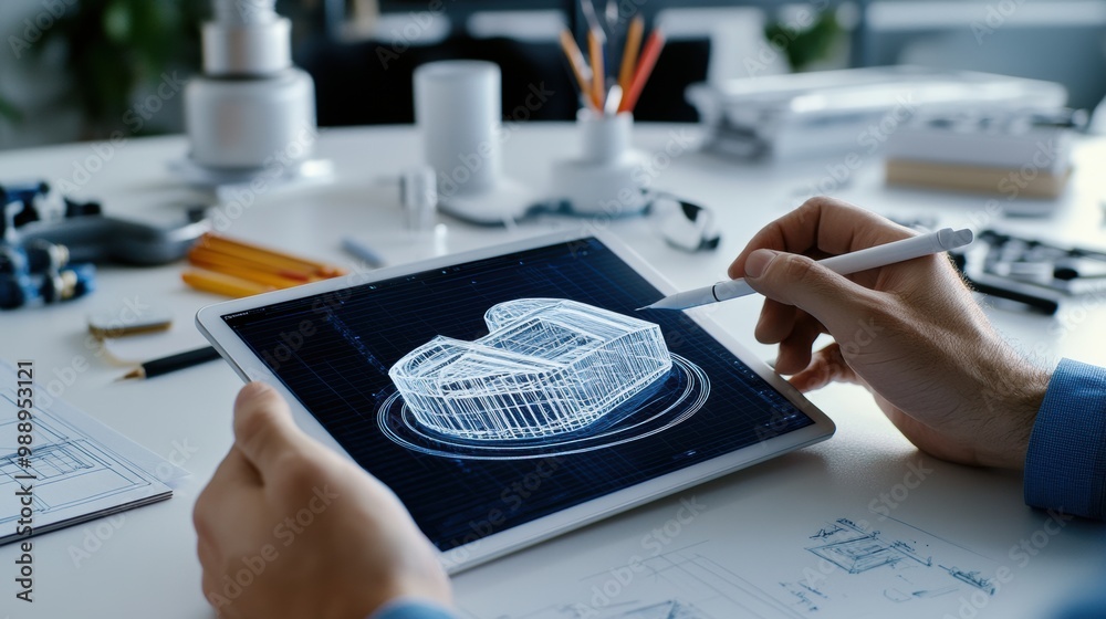 Poster digital architecture design on tablet computer