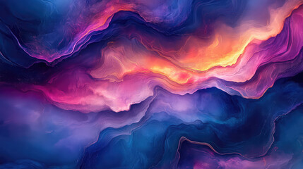 Abstract Blue and Purple Liquid Waves