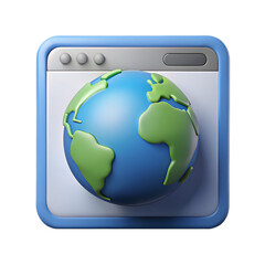 3d globe icon illustration png