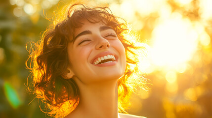 Fototapeta premium Joyful Laughter in a Natural Outdoor Setting