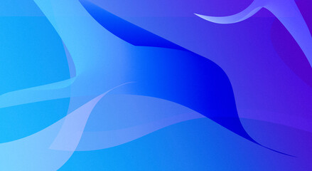 Abstract airy elegant background. Blue and purple gracefully curved planes float on a gradient blue background. Copy space. Illustration.