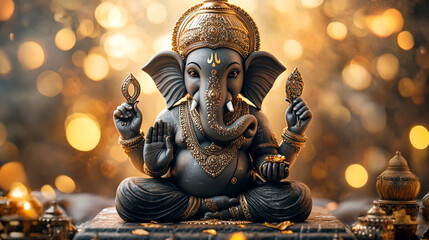 Serene Depiction of Lord Ganesha in Meditation