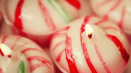Colorful Candles in Red and White Spiral Design