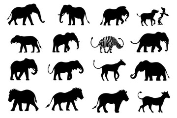 Modern graphics of African savannah wild animals.