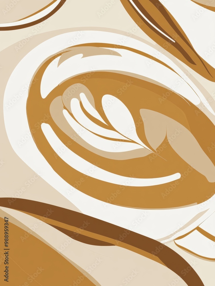 Wall mural Abstract Coffee Swirl Design with Warm Tones