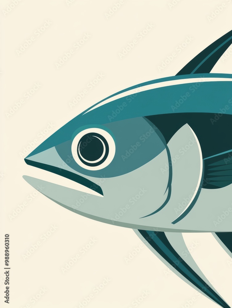 Sticker Stylized Illustration of a Fish in Soft Colors