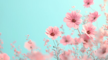 Dreamy flower meadow, soft focus and pastel tones, 3D illustration