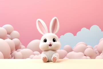 Obraz premium Cute baby rabbit background cartoon mammal animal.