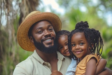 Loving black family enjoys in their time together outdoors, Generative AI