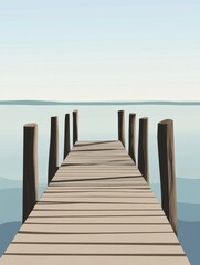 Naklejka premium Serene Dock Over Calm Waters