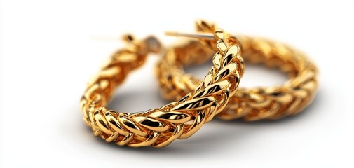 Fototapeta premium A pair of gold hoop earrings