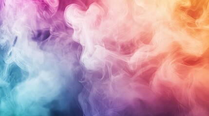 A misty cloud of white smoke intertwined with delicate rainbow hues, creating a magical and abstract background with soft gradients.