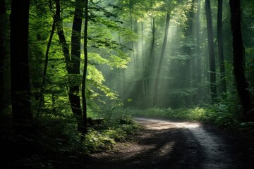 Obraz premium Forest green landscape sunlight.