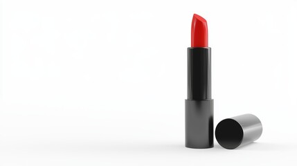 Obraz premium A tube of red lipstick with the cap off