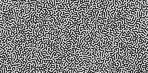 Turing reaction diffusion monochrome seamless pattern with chaotic motion .Linear design with biological shapes. Organic lines in memphis. abstract turing organic wallpaper background .	
