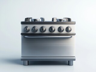 Fototapeta premium Modern gas stove with knobs, white isolated background.