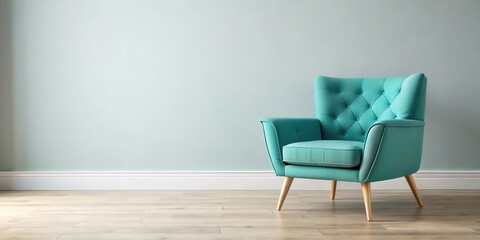 Turquoise armchair adds a pop of color to a stylish living room