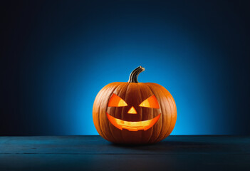 halloween pumpkin on blue background
