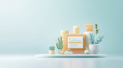 Obraz premium Interactive 3D model of a website layout, website development, innovative user interface design