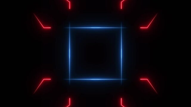 Glowing neon square frame animation and seamless loop background.