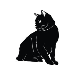 Animal cat silhouette black and white illustration