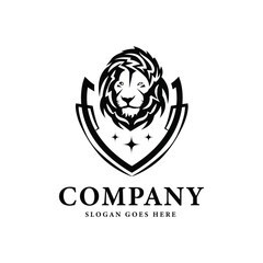 King lion logo concept badge template isolated
