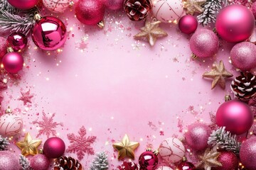 pink christmas background with copy space