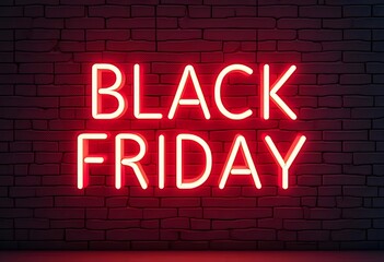Obraz premium Black Friday neon sign on dark background. 