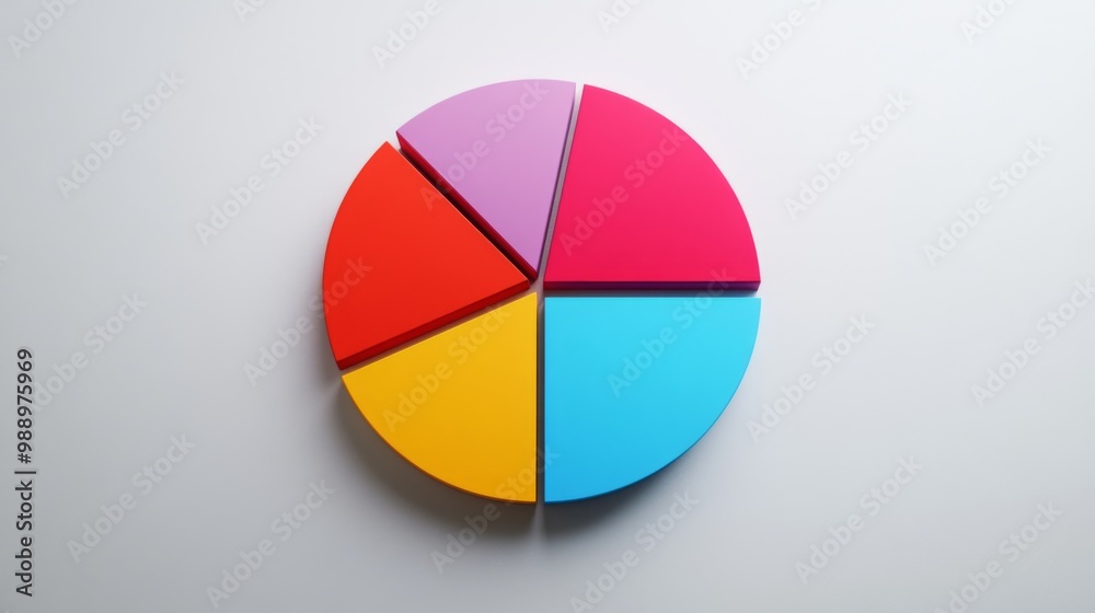 Aufkleber A minimalist pie chart infographic on a white background with segmented sections in bold colors, representing market share data.
