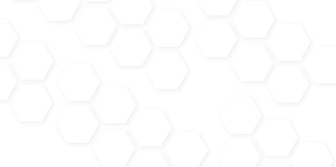 Fototapeta premium Abstract white hexagon concept background. Seamless pattern with hexagon. Hexagonal white hexagons honeycomb wallpaper. Abstract white lines background