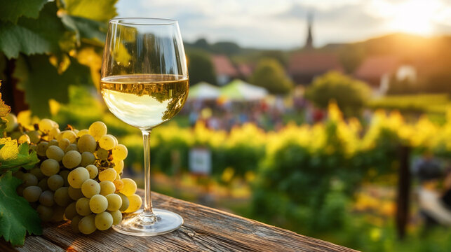 Weinfest in Deutschland im Herbst mit Riesling im Wein Glas 