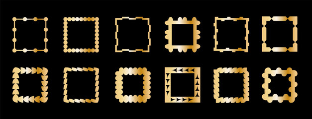 Golden frames vector. Luxury geometric frames, art deco style for wedding invitation and VIP design.