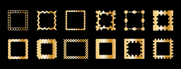 Golden frames vector. Luxury geometric frames, art deco style for wedding invitation and VIP design.