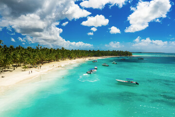 Tropical Caribbean beach from above, Dominican Republic