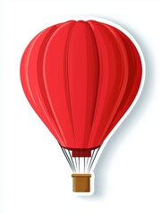 Naklejka premium Red hot air balloon, white isolate background