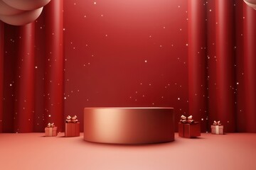 Christmas backdrop lighting gold red.