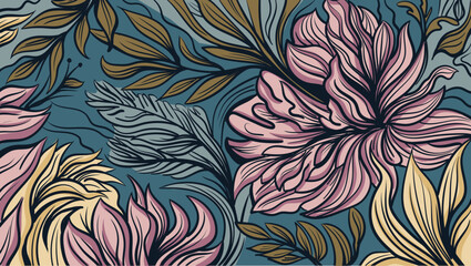 Floral vector background. Hand-drawn vector illustration. 