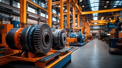 Fototapeta premium Industrial Workshop with Large Machinery and Equipment