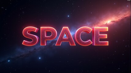 A bright red neon sign in space with the inscription "cosmos".