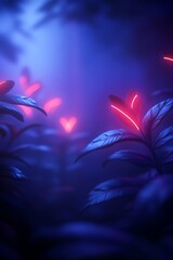 Fototapeta premium Vibrant plants with glowing hearts in a mystical atmosphere