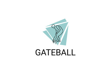 Gateball sport vector line icon. people playing gateball. sign. sport pictogram illustration